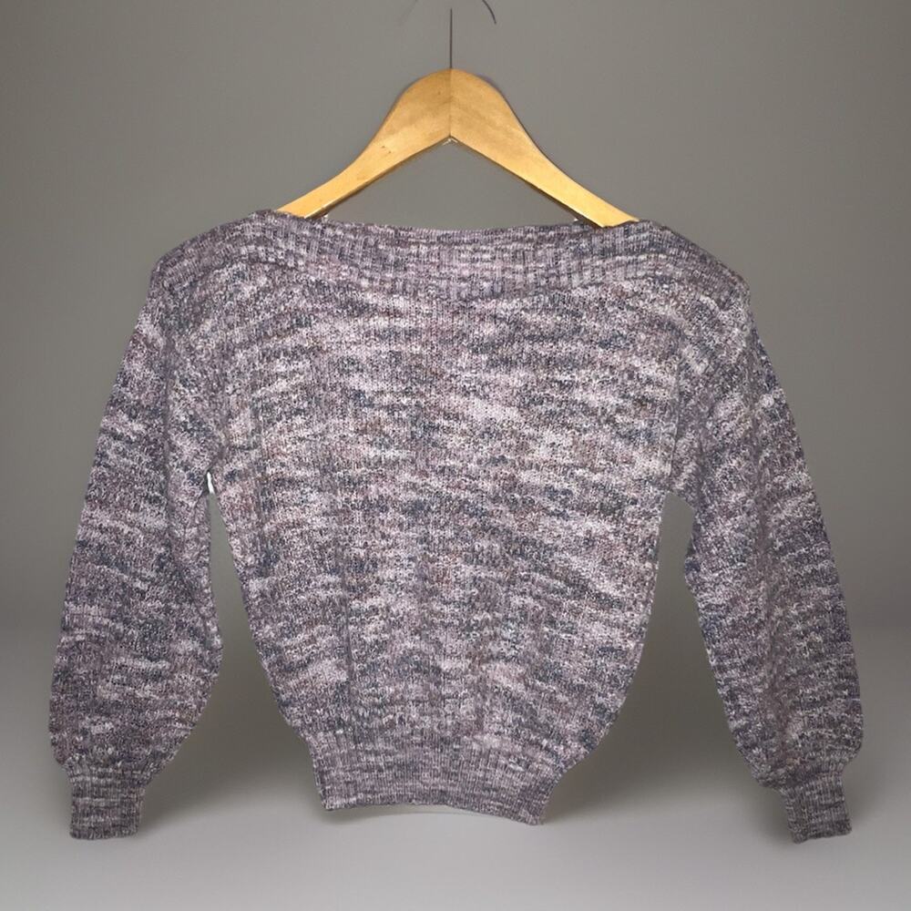 VTG Dragonfly Wide Banded Boat Neck Purple Variegated Cropped Sweater XS/S USA